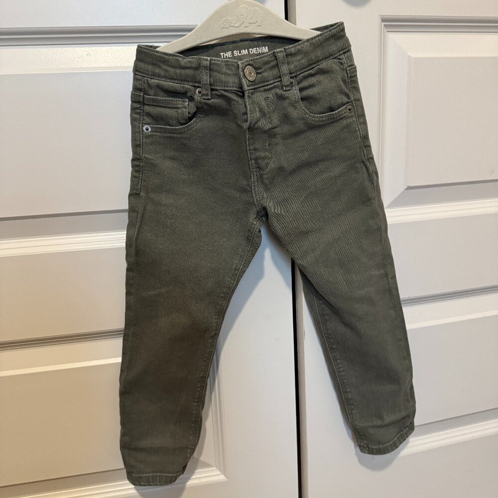 Zara Kids green jeans (the slim denim) size 3-4